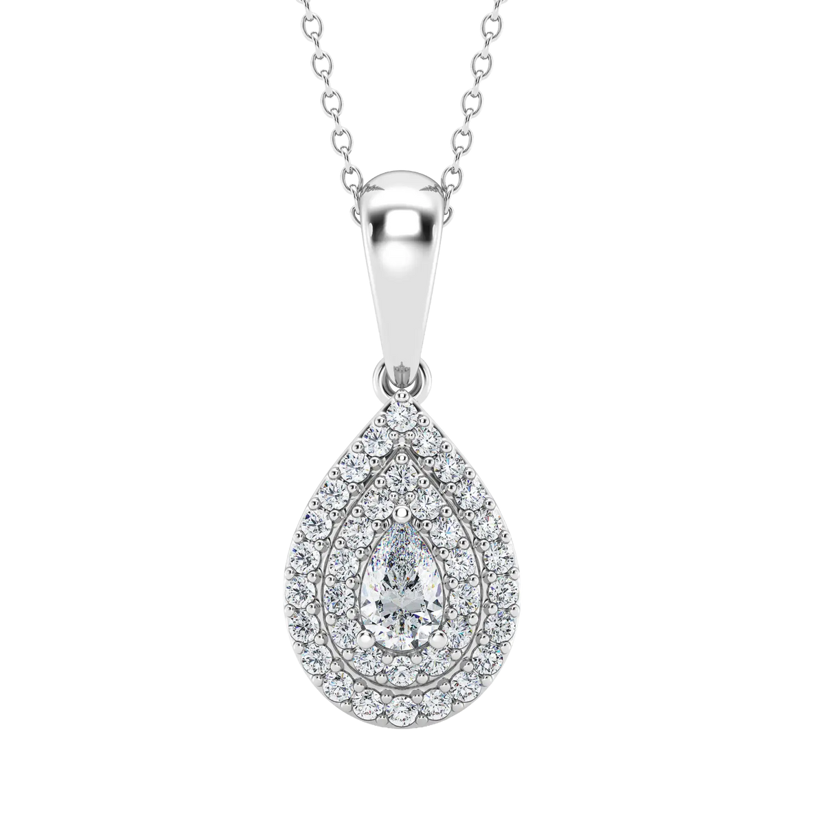 0.50ct Lab Grown Diamond Halo Pear Pendant