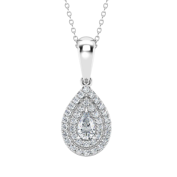 Colgante de pera con halo de 0,50 ct