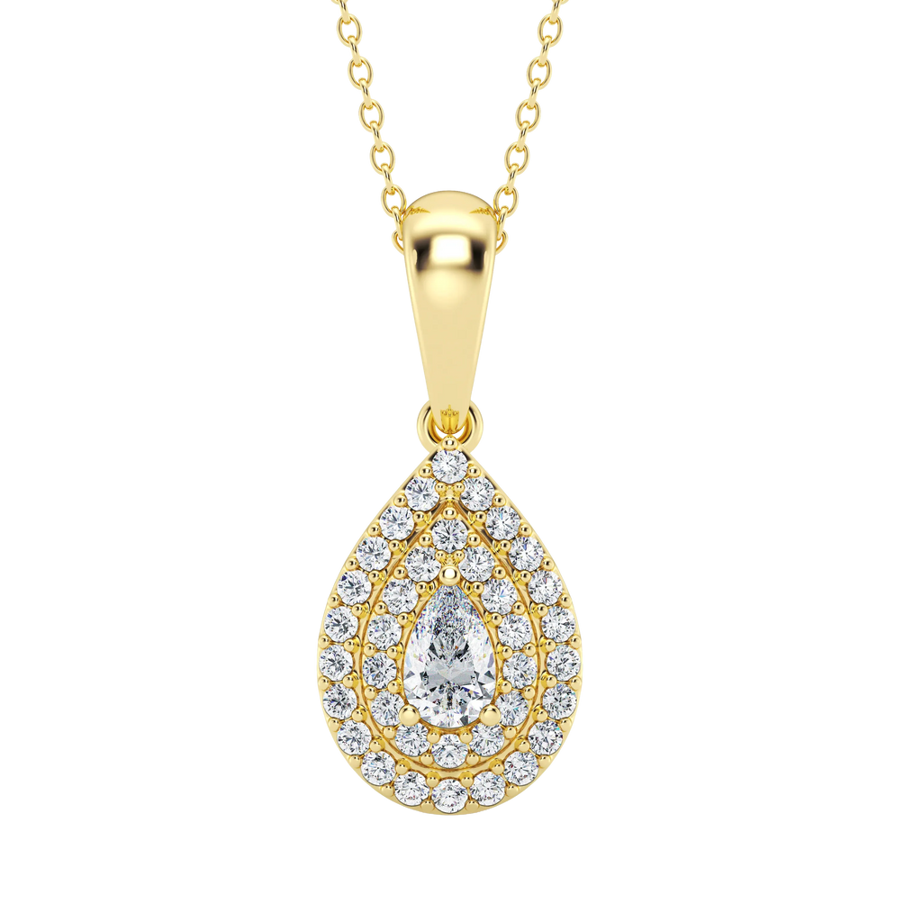Colgante de pera con halo y diamante cultivado de 0,50 ct