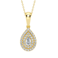 Colgante de pera con halo y diamante cultivado de 0,50 ct