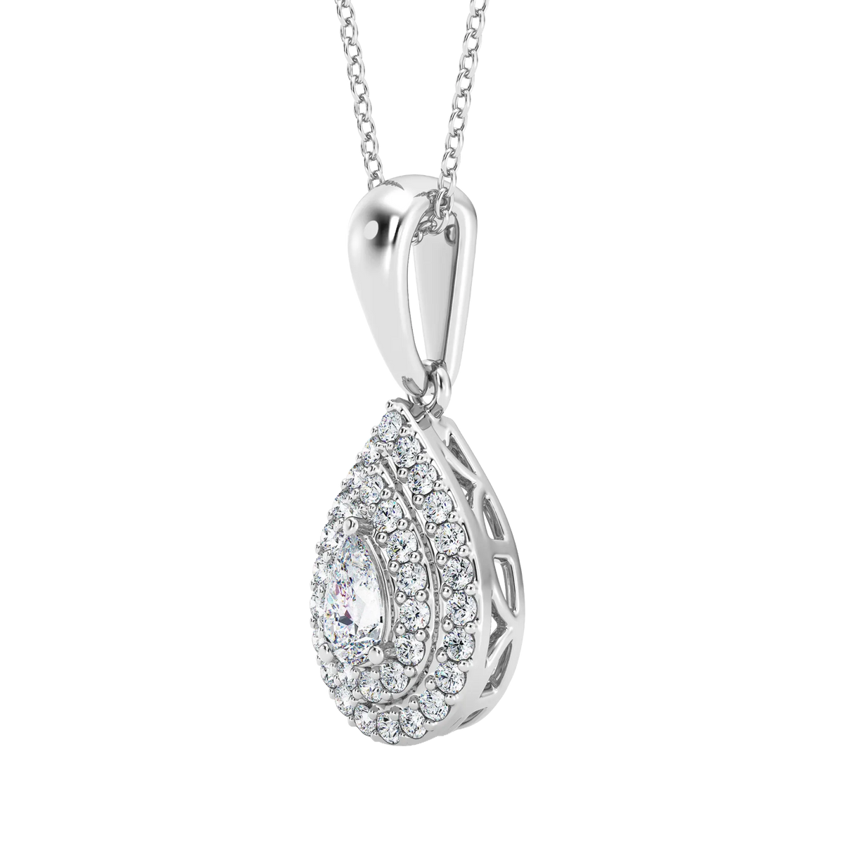 0.50ct Lab Grown Diamond Halo Pear Pendant