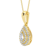 Colgante de pera con halo y diamante cultivado de 0,50 ct
