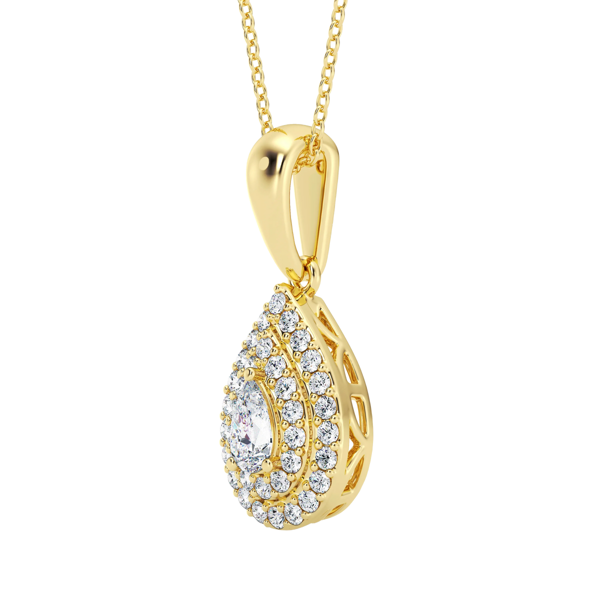 0.50ct Lab Grown Diamond Halo Pear Pendant