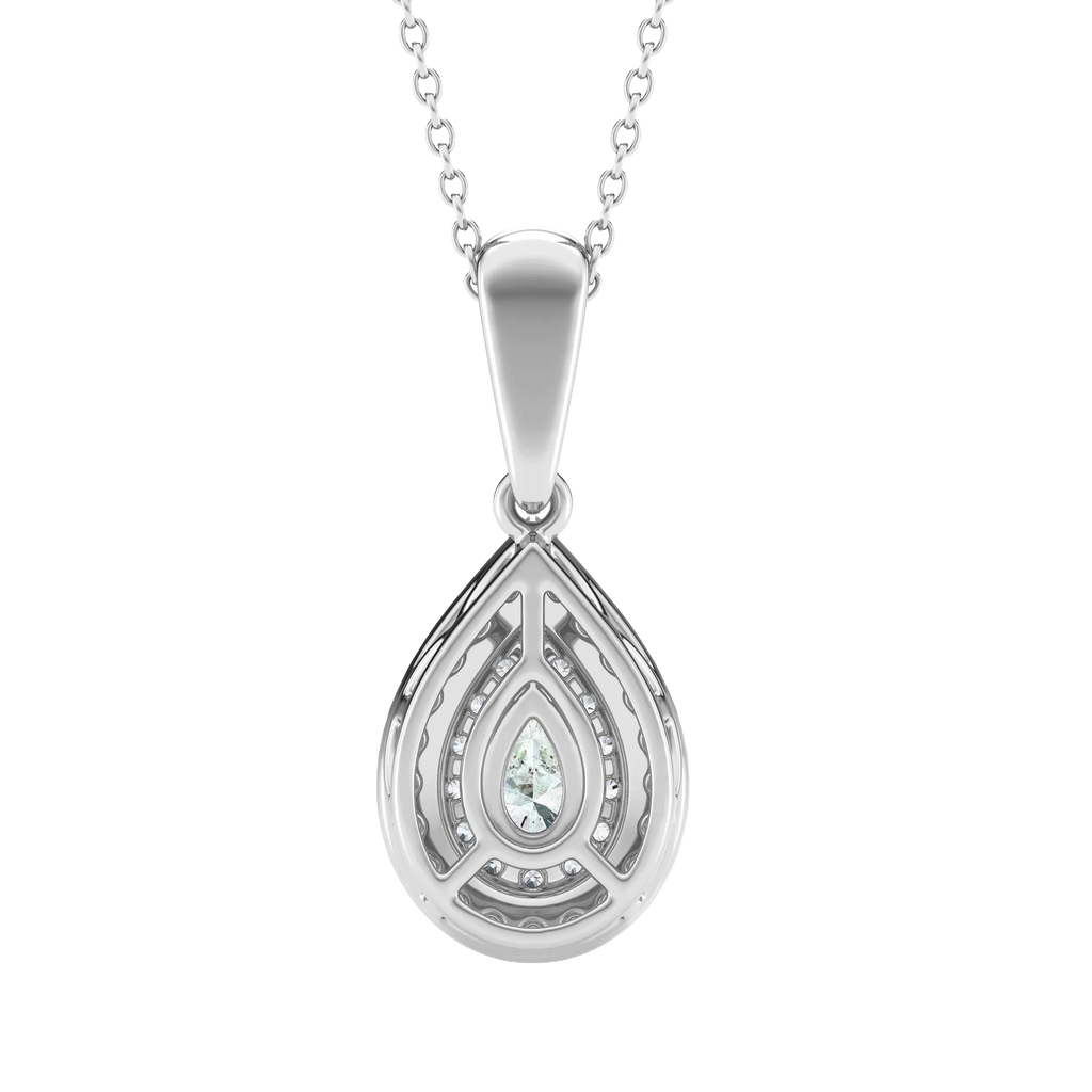 Colgante de pera con halo y diamante cultivado de 0,50 ct