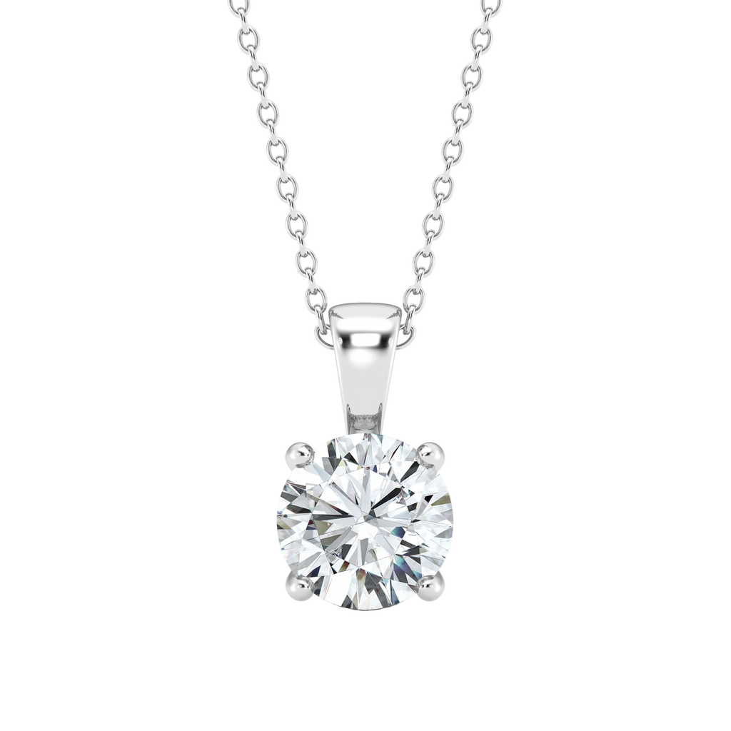 Diamond pendant on a chain against a white background