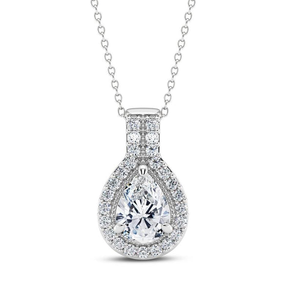 Colgante con halo redondo de diamantes cultivados en laboratorio de 0,75 ct