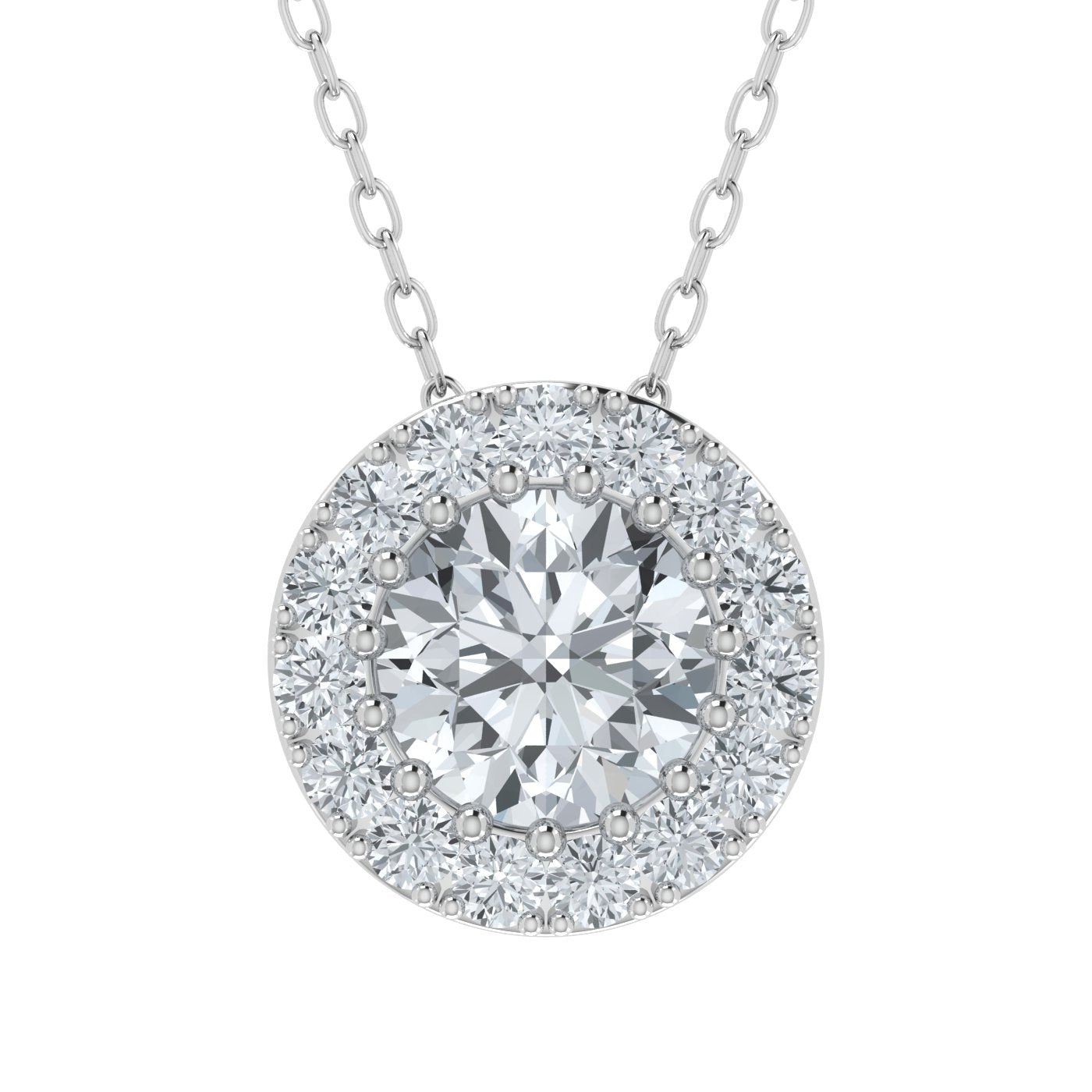 Colgante con halo único de diamantes cultivados en laboratorio (2,00 ct - 3,00 ct)