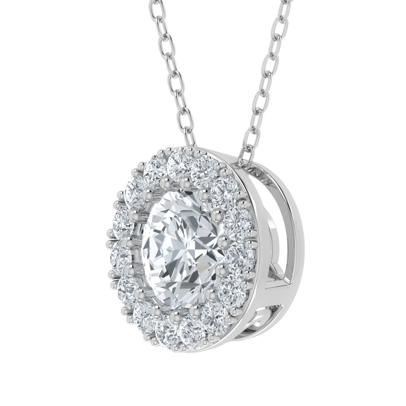 Colgante con halo único de diamantes cultivados en laboratorio (2,00 ct - 3,00 ct)