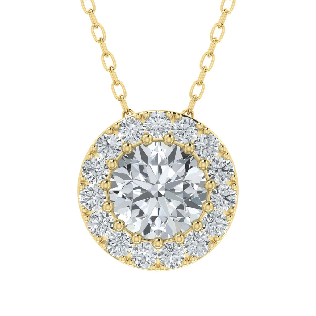Colgante con halo único de diamantes cultivados en laboratorio (2,00 ct - 3,00 ct)