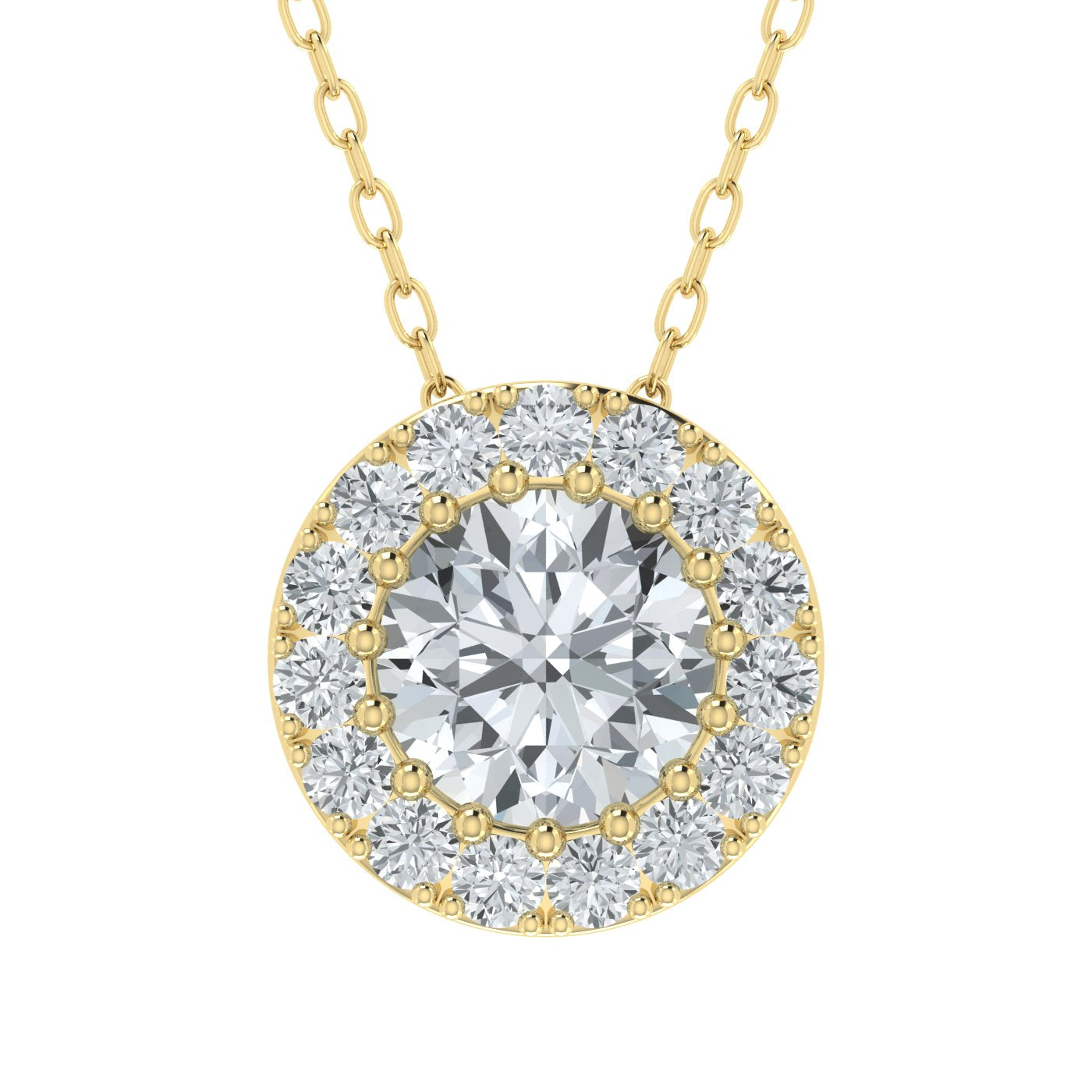 Colgante con halo único de diamantes cultivados en laboratorio (2,00 ct - 3,00 ct)
