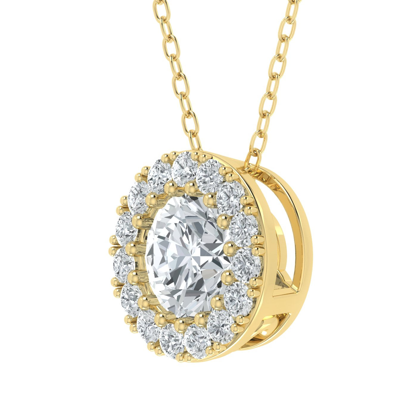 Colgante con halo único de diamantes cultivados en laboratorio (2,00 ct - 3,00 ct)