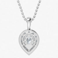 Lab Grown Diamond Pear-Shaped Halo Pendant with Adjustable Gold Box Chain