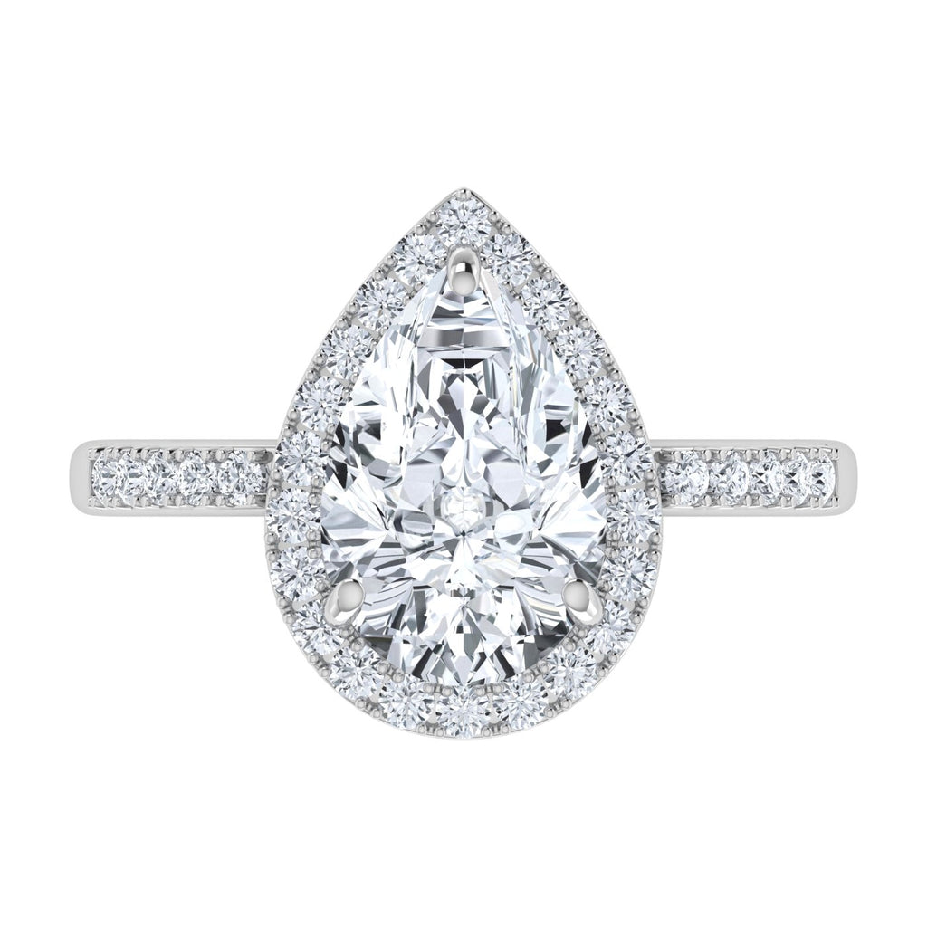IGI 3.25ct  Lab Grown Diamond Engagement Pear Cut Halo Ring