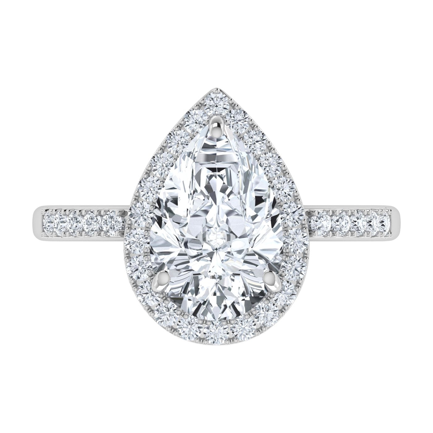 IGI 3.25ct  Lab Grown Diamond Engagement Pear Cut Halo Ring