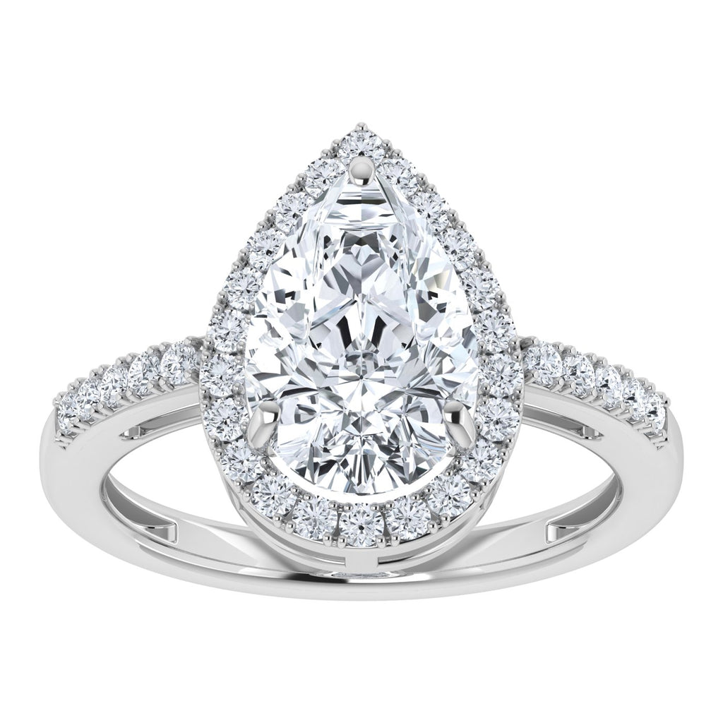 IGI 3.25ct  Lab Grown Diamond Engagement Pear Cut Halo Ring