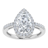 IGI 3.25ct  Lab Grown Diamond Engagement Pear Cut Halo Ring