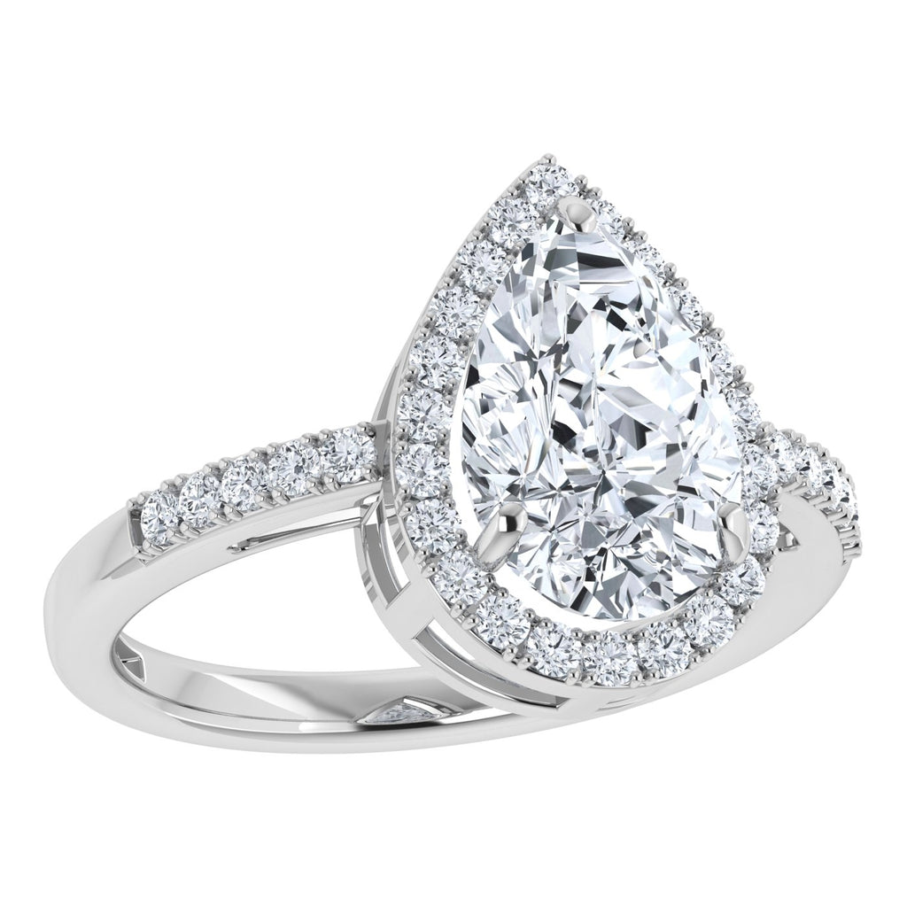 IGI 3.25ct  Lab Grown Diamond Engagement Pear Cut Halo Ring