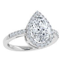 IGI 3.25ct  Lab Grown Diamond Engagement Pear Cut Halo Ring