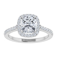 Lab Grown Diamond Engagement Cushion Cut Halo Ring