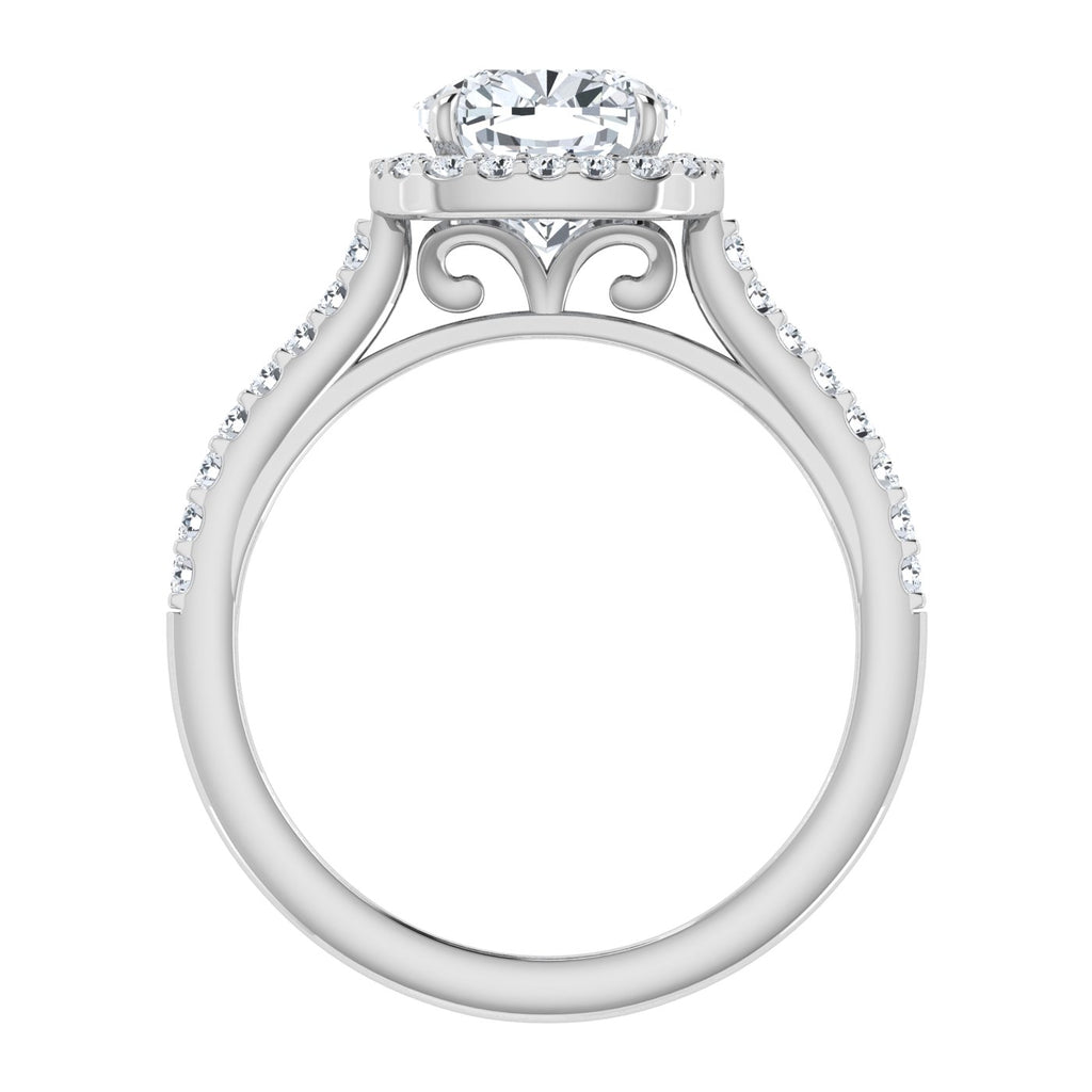 Lab Grown Diamond Engagement Cushion Cut Halo Ring