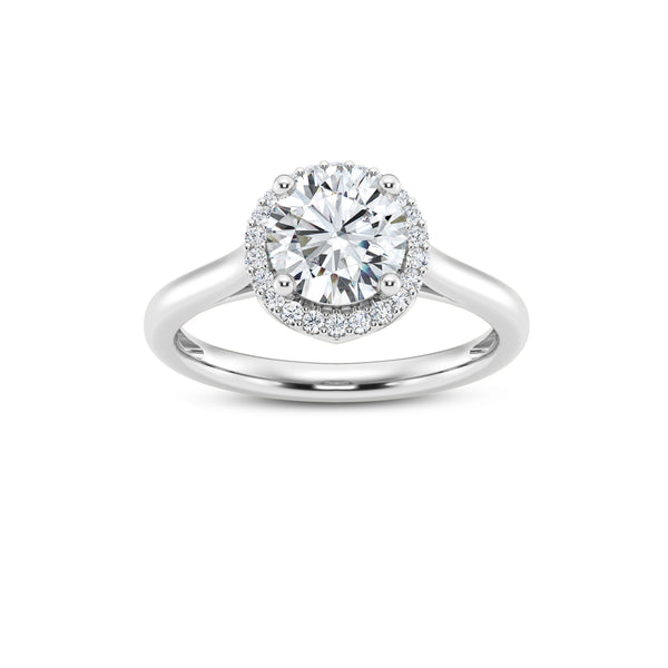 Anillo con halo de diamantes cultivados en laboratorio de 1,11 ct