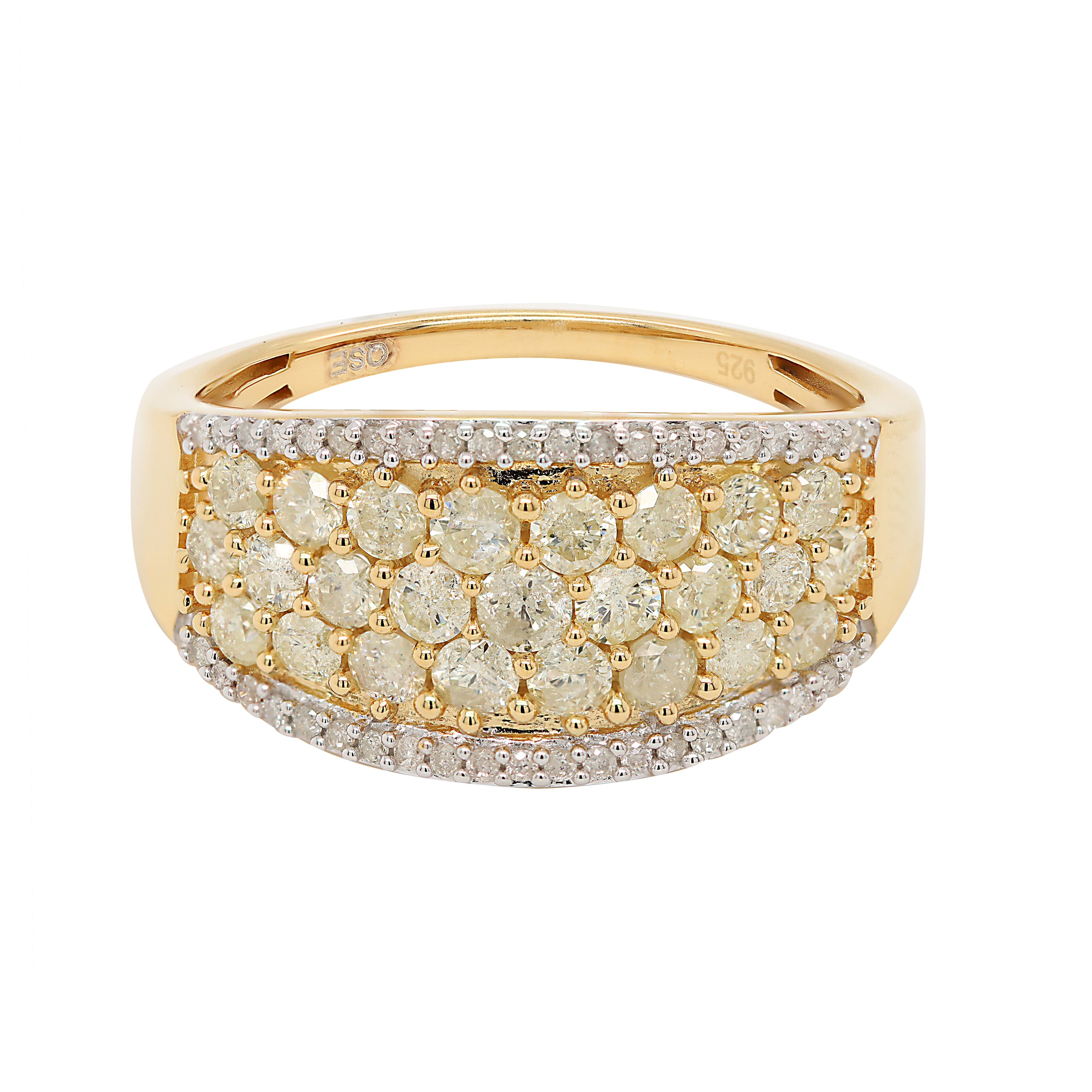 Anillo de banda con diamante amarillo natural de 1,00 ct