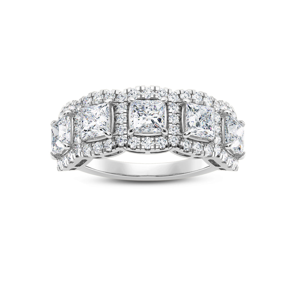 Anillo de banda de talla princesa con diamantes cultivados en laboratorio de 2,00 ct