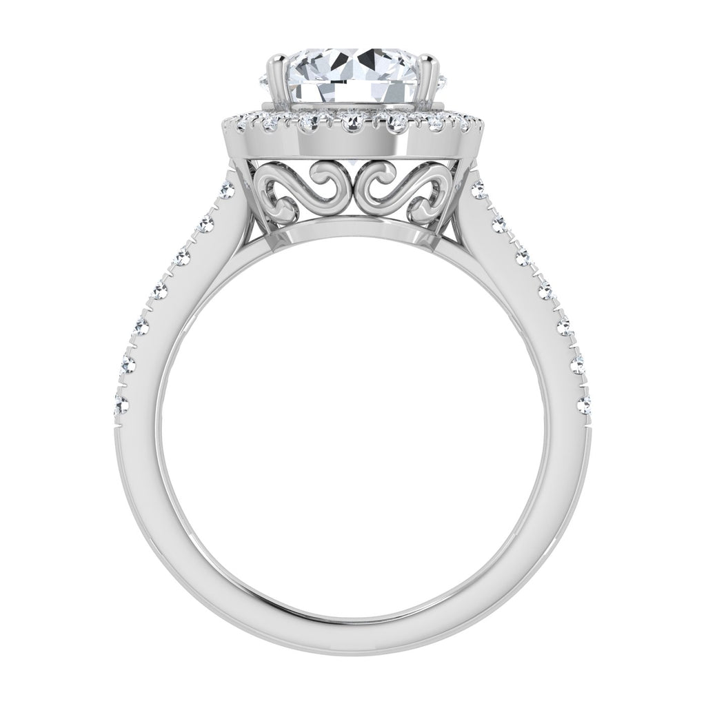 Anillo con halo de diamantes cultivados en laboratorio de 2,5 ct 