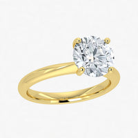 Anillo solitario redondo con diamantes cultivados en laboratorio (1-2 ct)