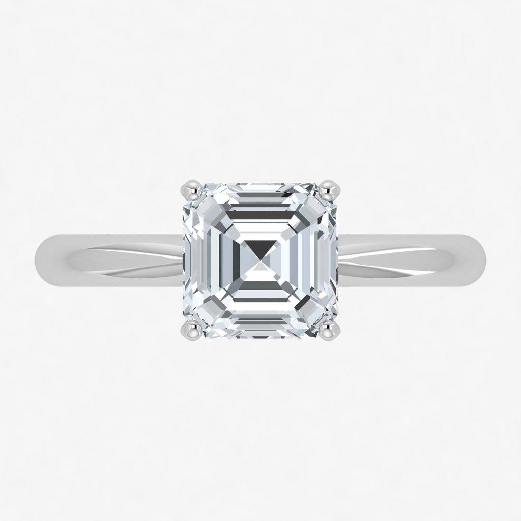 Anillo solitario Asscher con diamantes cultivados en laboratorio (1 ct-1,50 ct)