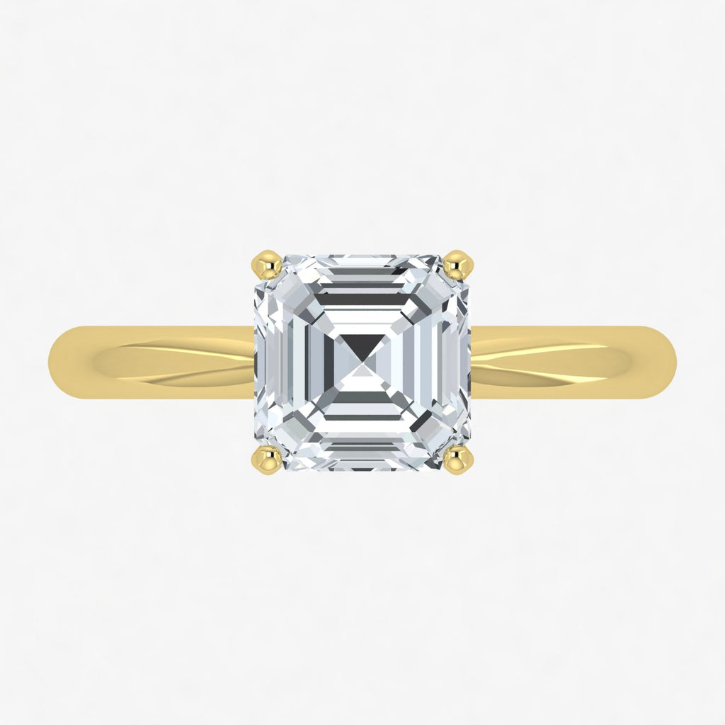 Anillo solitario Asscher con diamantes cultivados en laboratorio (1 ct-1,50 ct)
