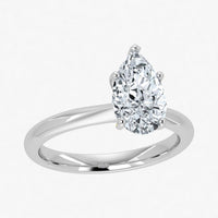 Anillo solitario en forma de pera con diamante cultivado en laboratorio de 1 ct