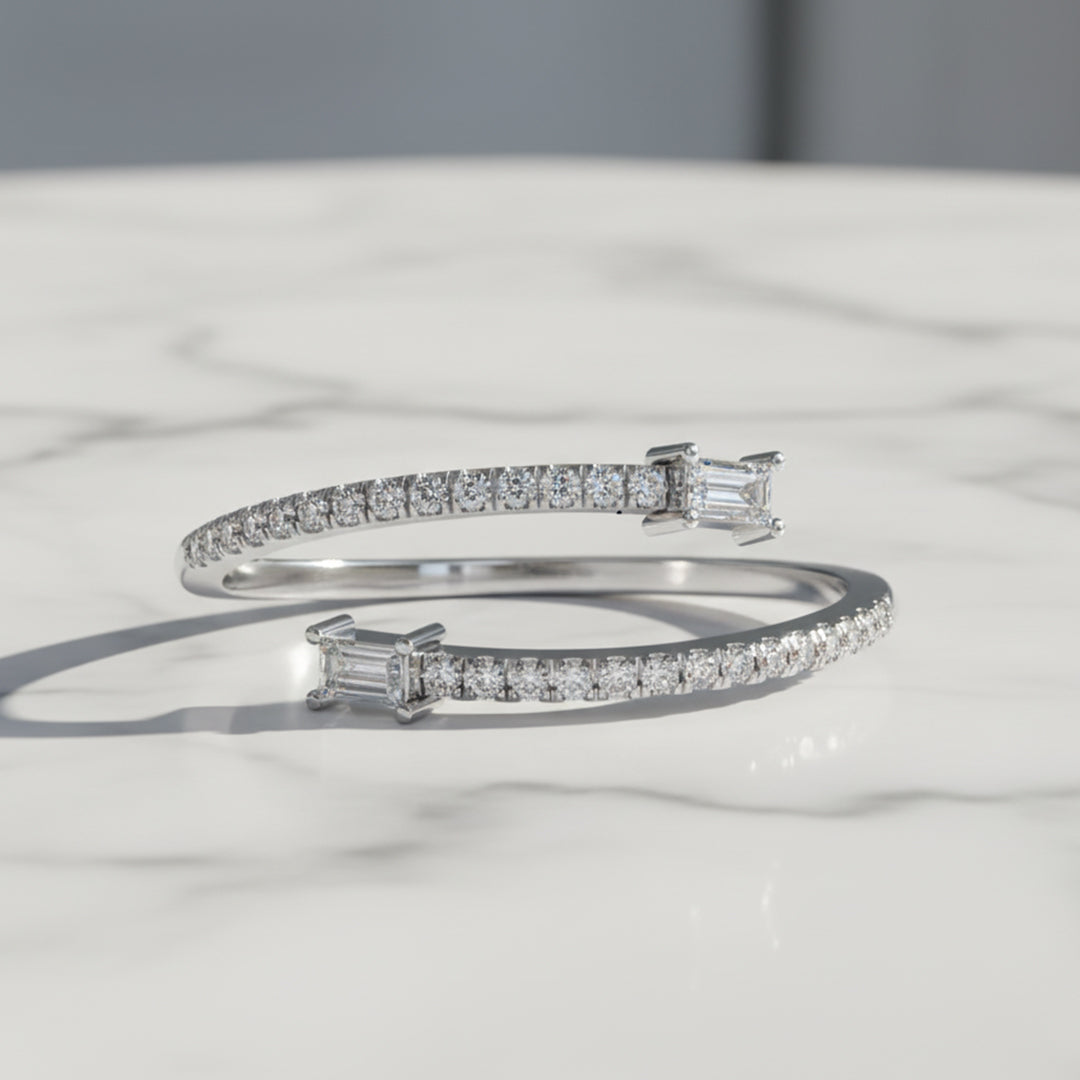 Open Baguette & Round Lab Grown Diamond Ring
