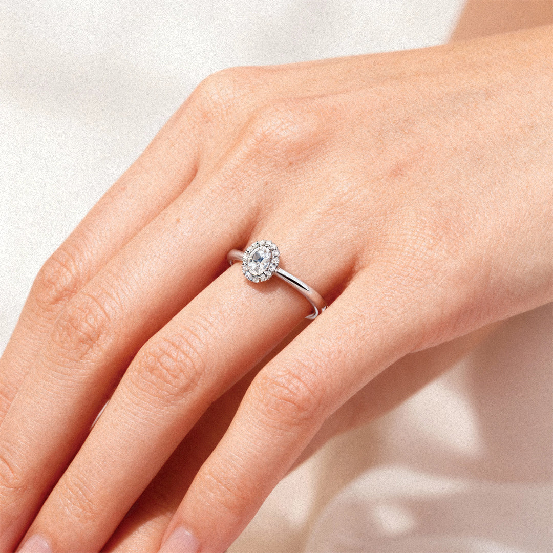 Oval Halo Lab Diamond Ring