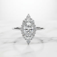 Oval & Pear Halo Lab Grown Diamond Ring