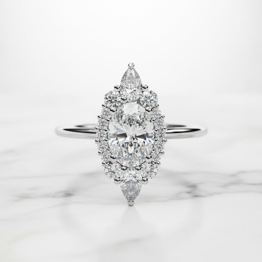 Oval & Pear Halo Lab Grown Diamond Ring