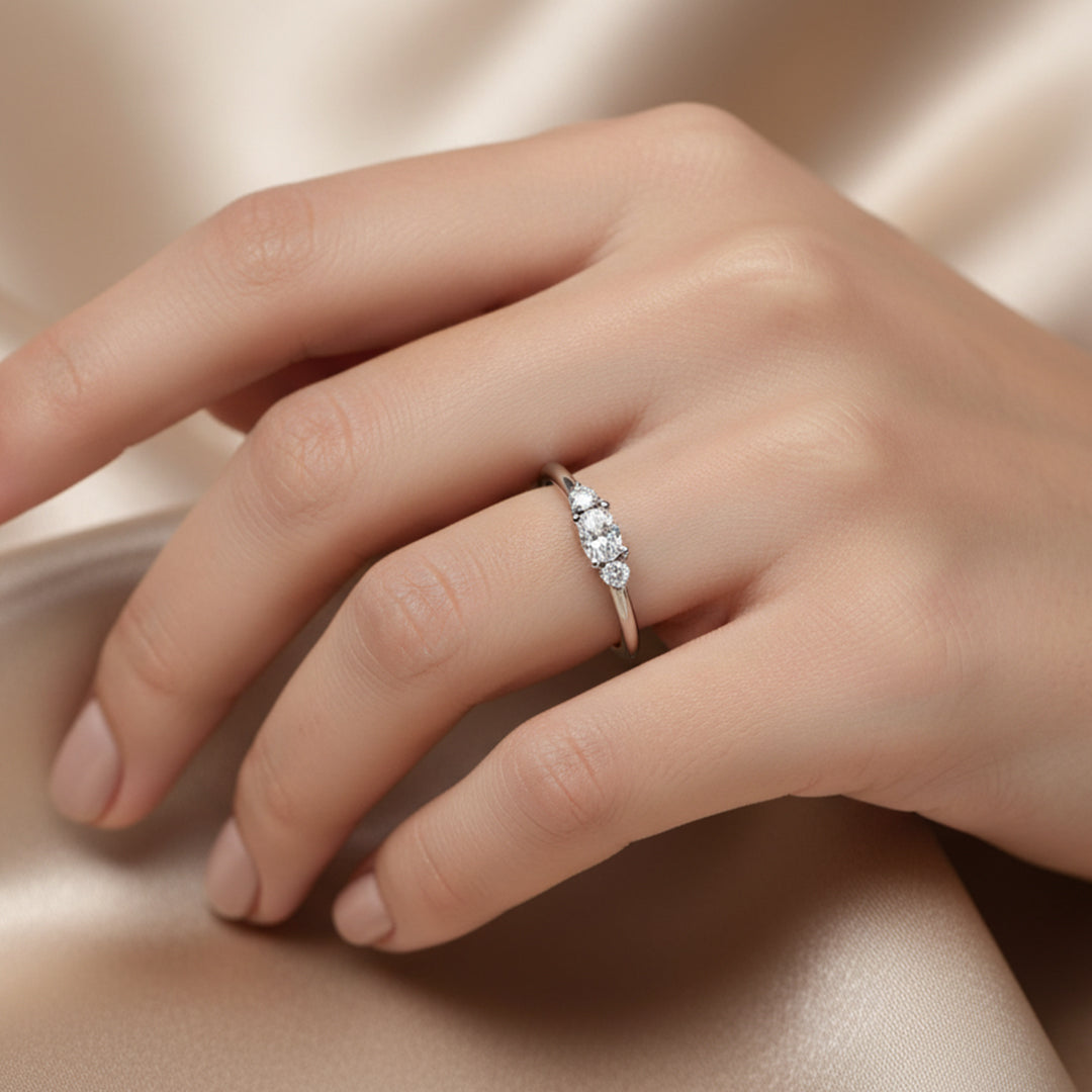 Oval & Round Lab Grown Diamond Ring