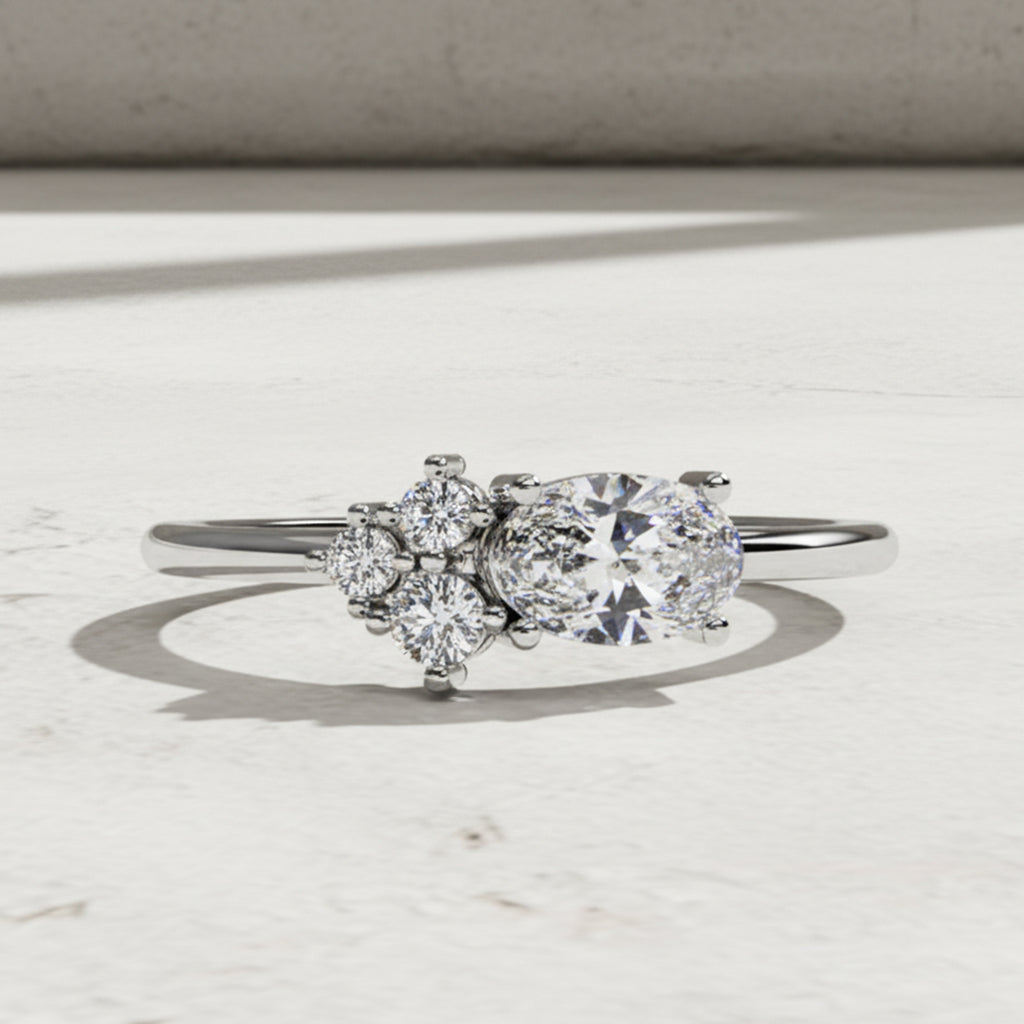 Oval & Round Lab Grown Diamond Toi et Moi Ring