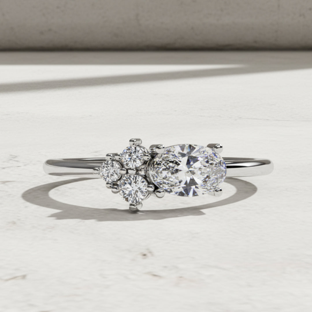 Oval & Round Lab Grown Diamond Toi et Moi Ring