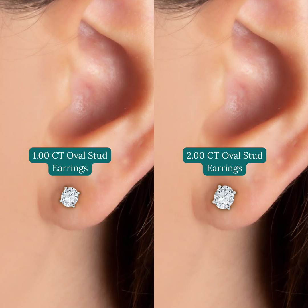 Lab Grown Diamond Elegant Oval Studs (1ct-2.00ct)