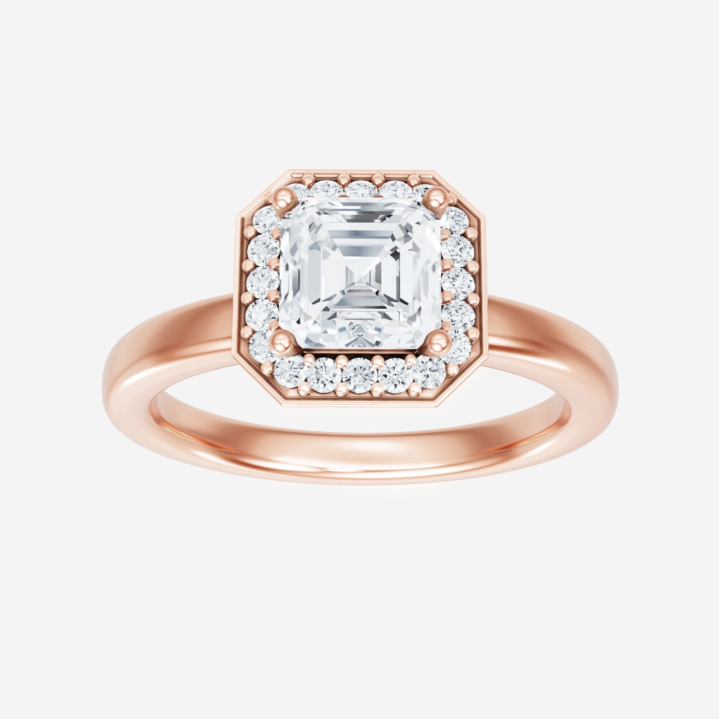 Anillo de halo dividido eterno de Asscher