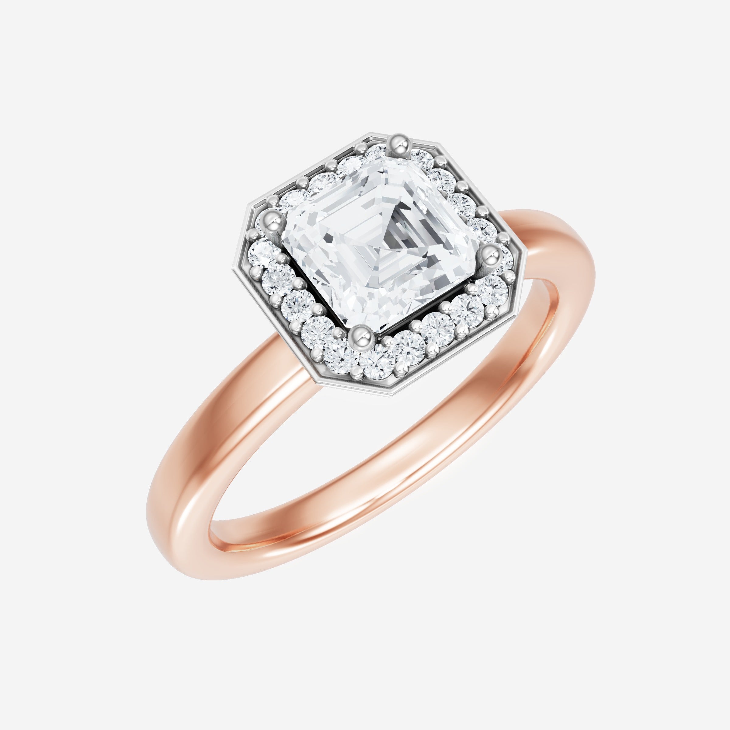 Anillo de halo dividido eterno de Asscher