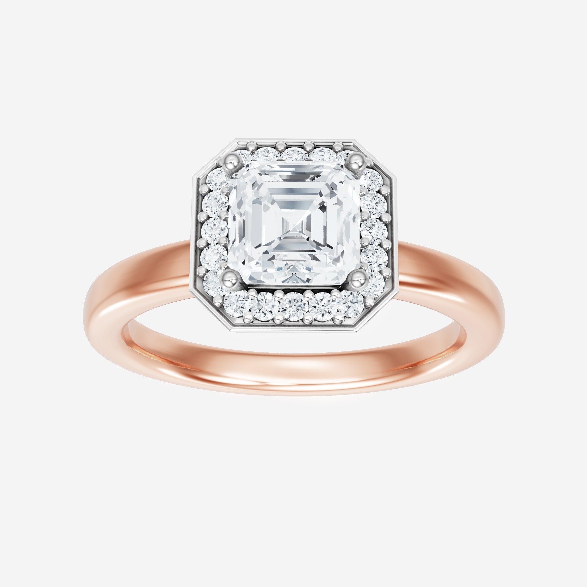 Anillo de halo dividido eterno de Asscher