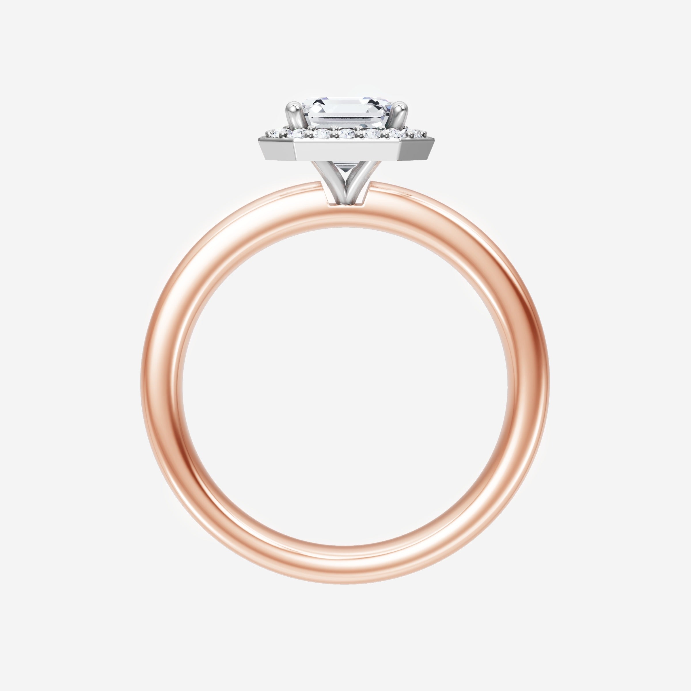 Anillo de halo dividido eterno de Asscher