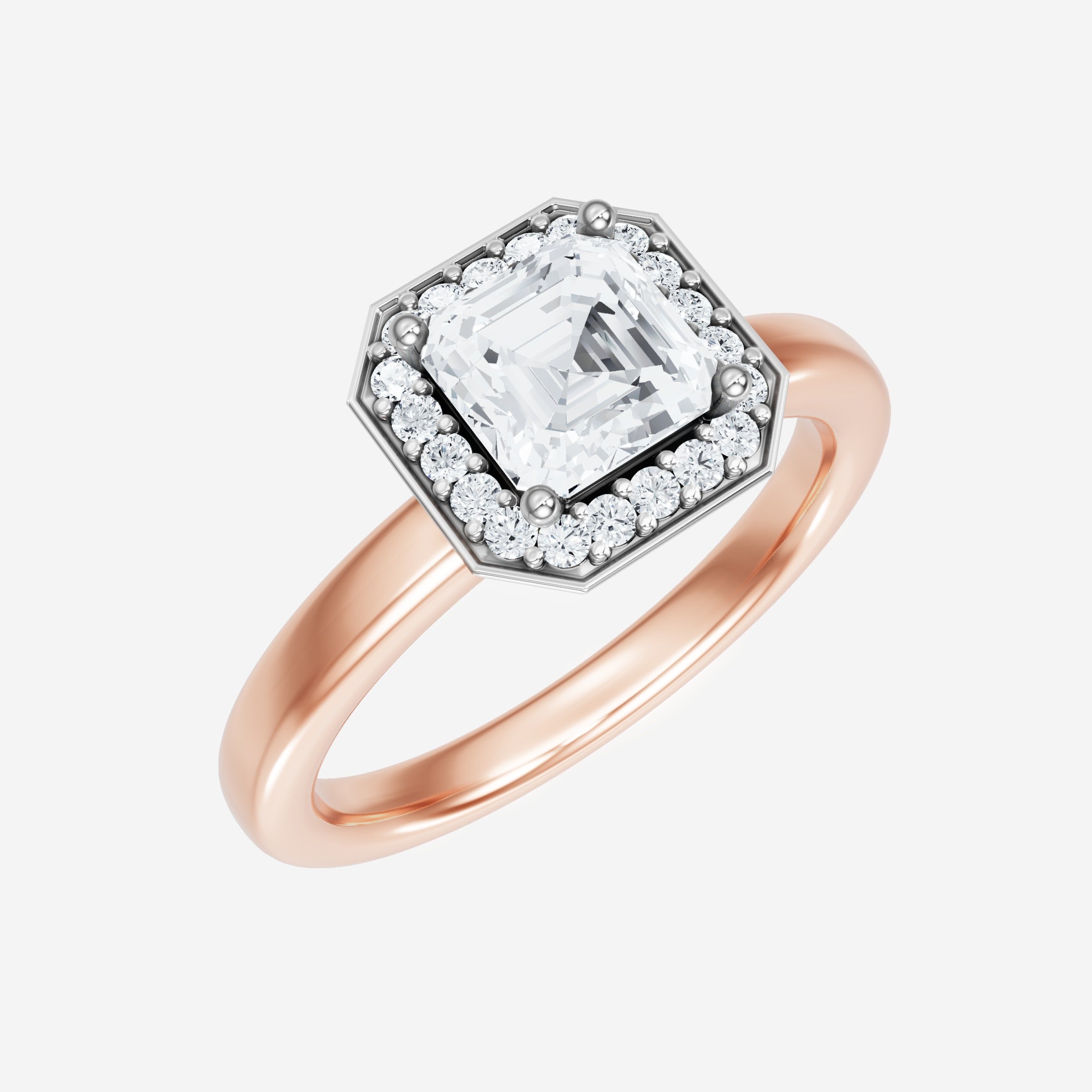 Anillo de halo dividido eterno de Asscher