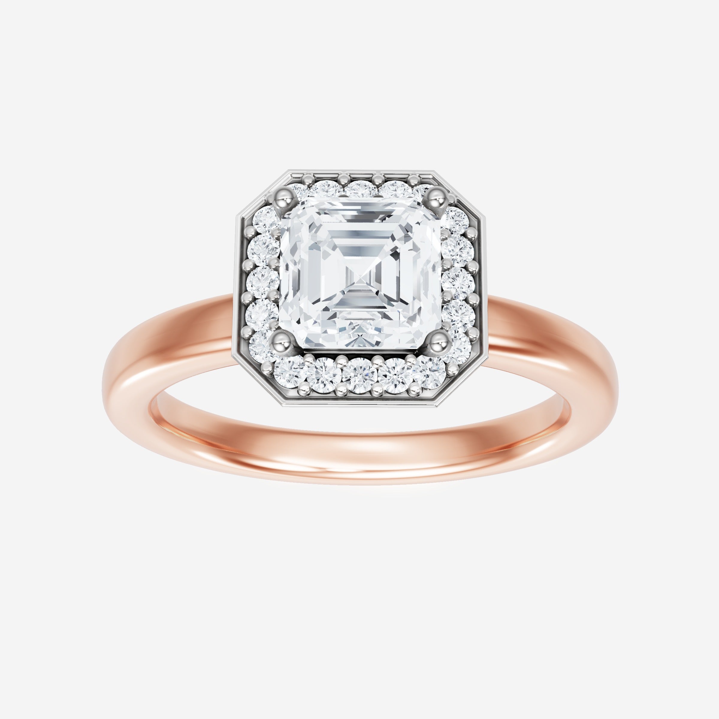 Anillo de halo dividido eterno de Asscher