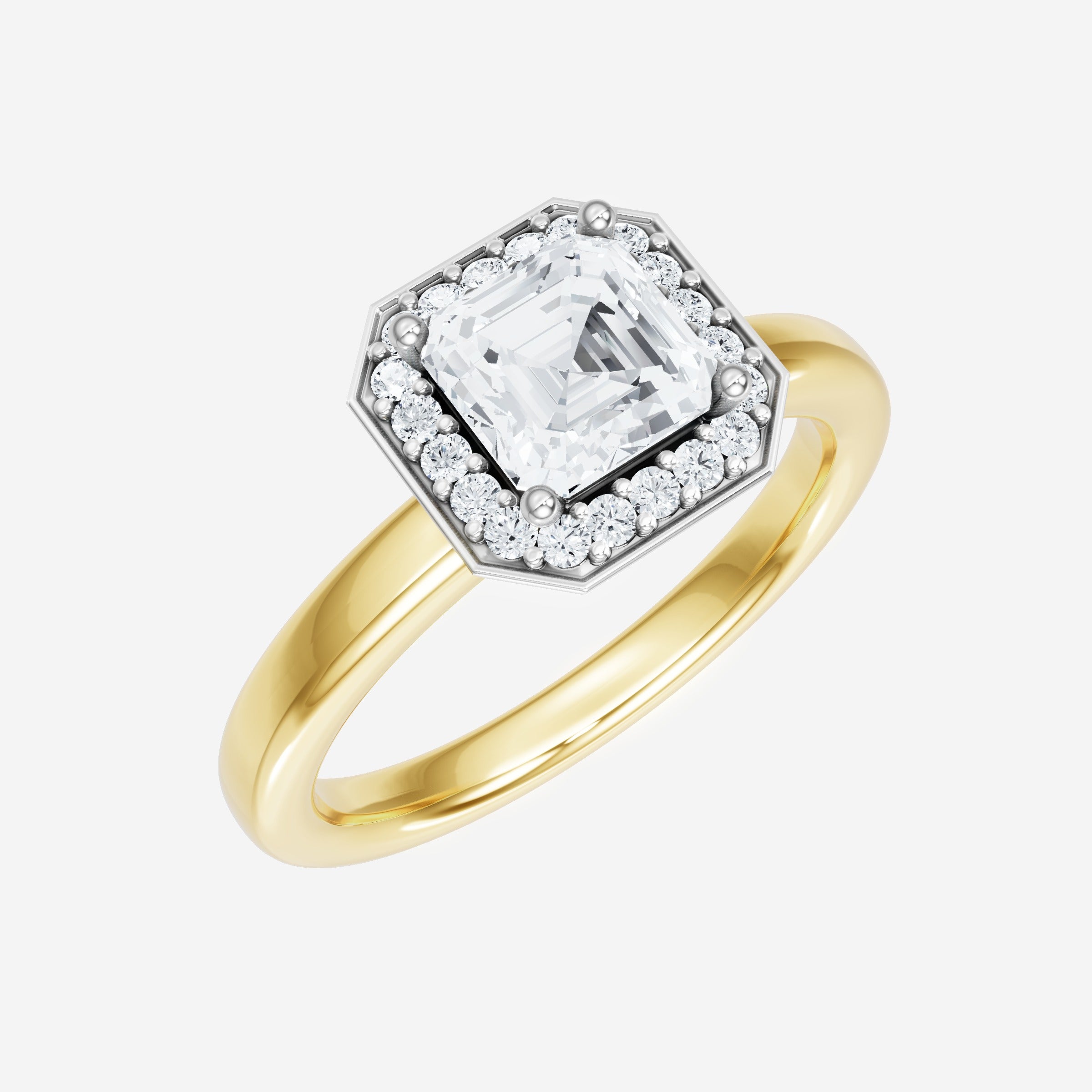 Anillo de halo dividido eterno de Asscher