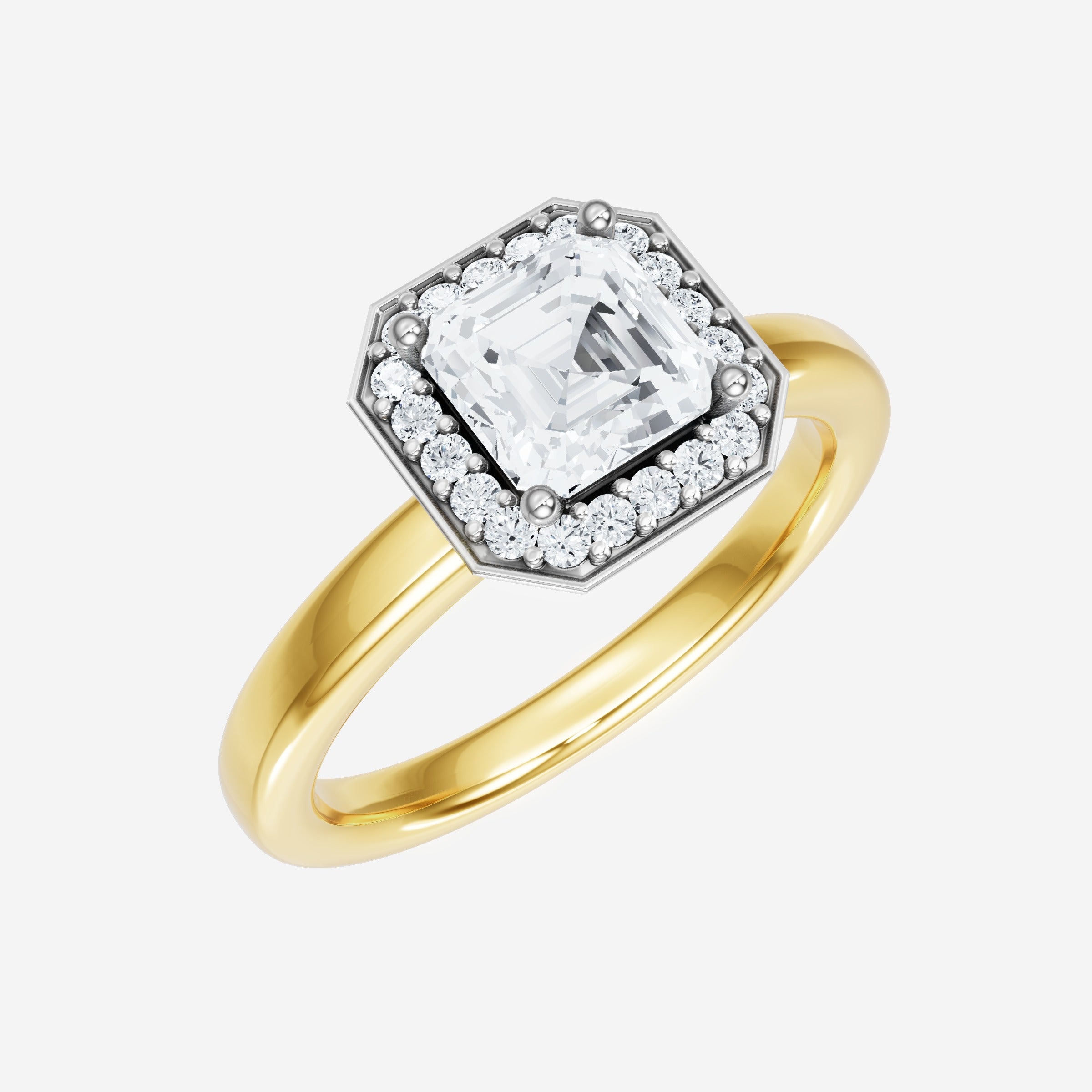 Anillo de halo dividido eterno de Asscher