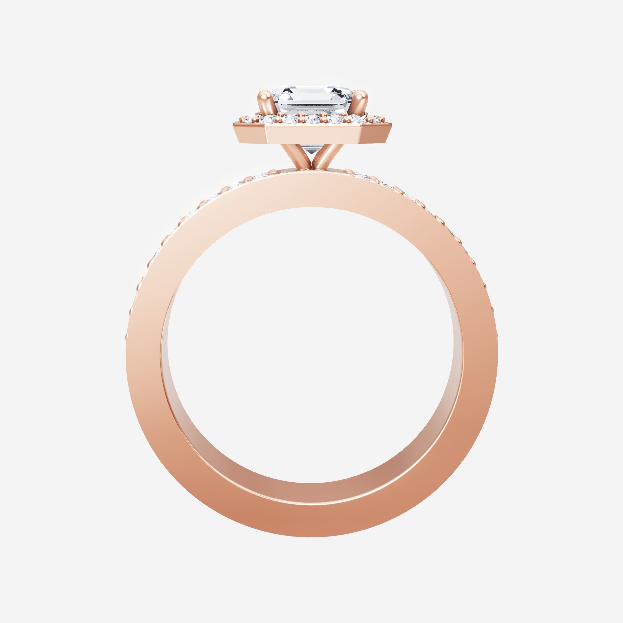 Anillo de halo dividido eterno de Asscher