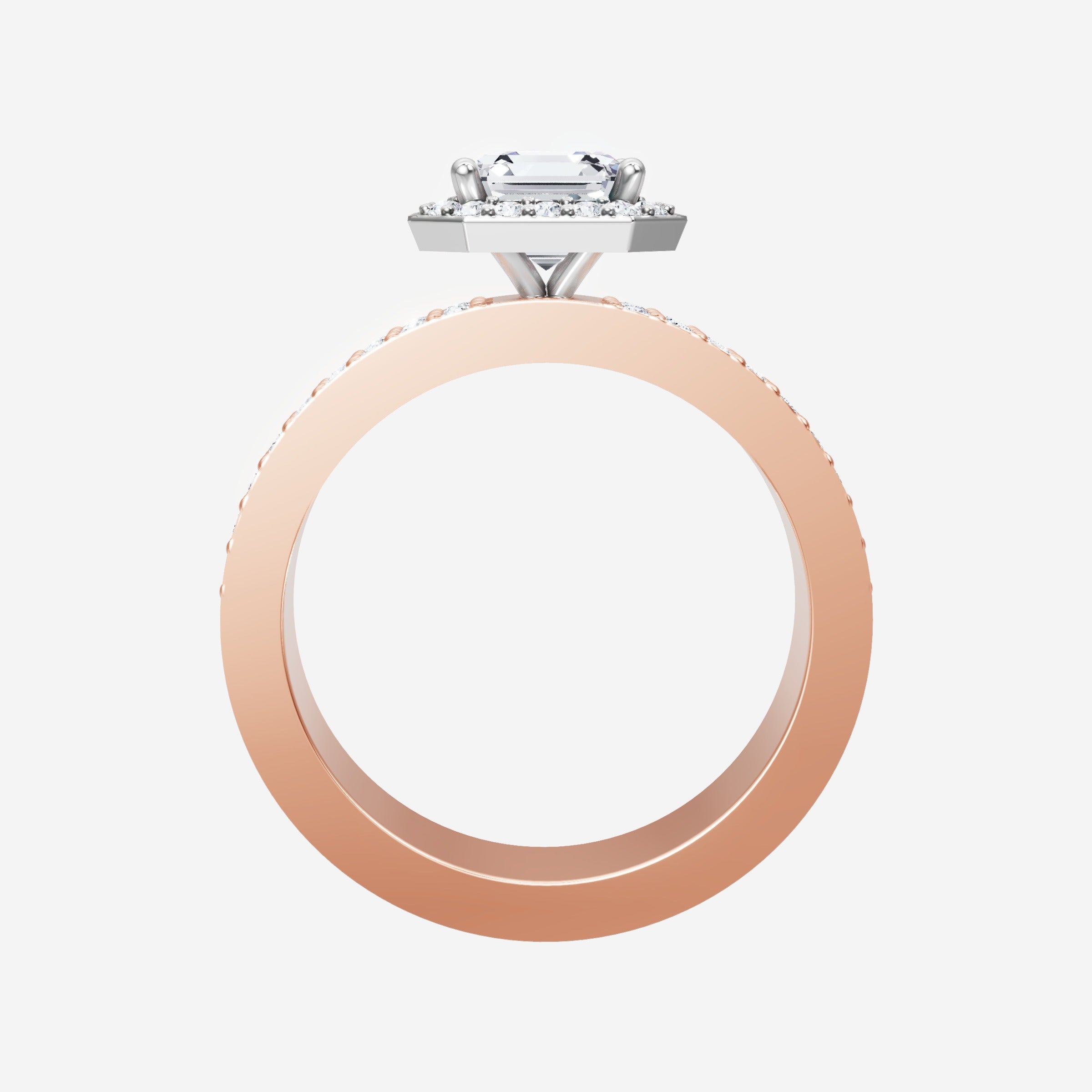 Anillo de halo dividido eterno de Asscher